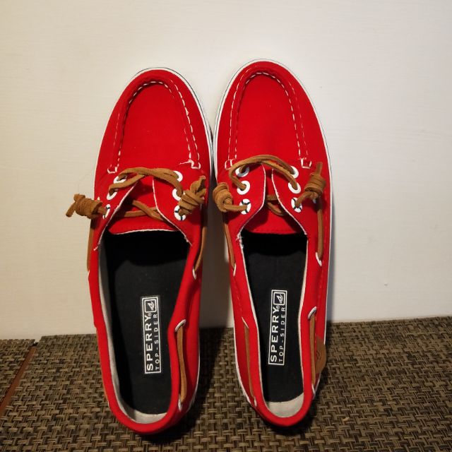 全新SPERRY 紅色帆布鞋。6.5/37號