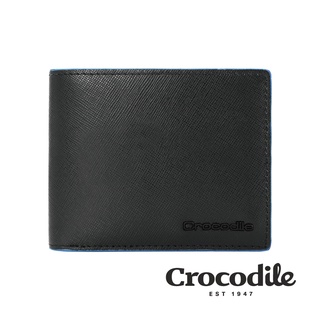 Crocodile 鱷魚皮件 男皮夾 短夾 錢包 8卡 中翻 壓釦零錢袋 Titan2系列-0103-10505-黑色