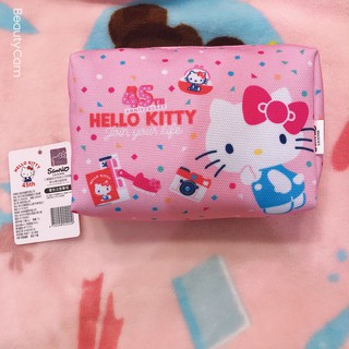 三麗鷗正版授權 Hello Kitty 粉紅凱蒂貓45周年紀念款 化妝包 萬用包