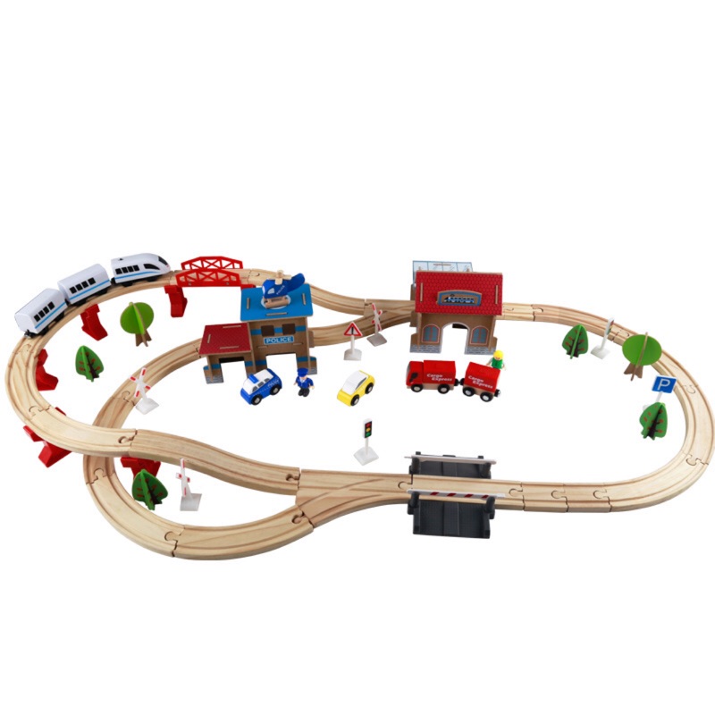 88件木製電動火車軌道組 木製玩具 大型玩具