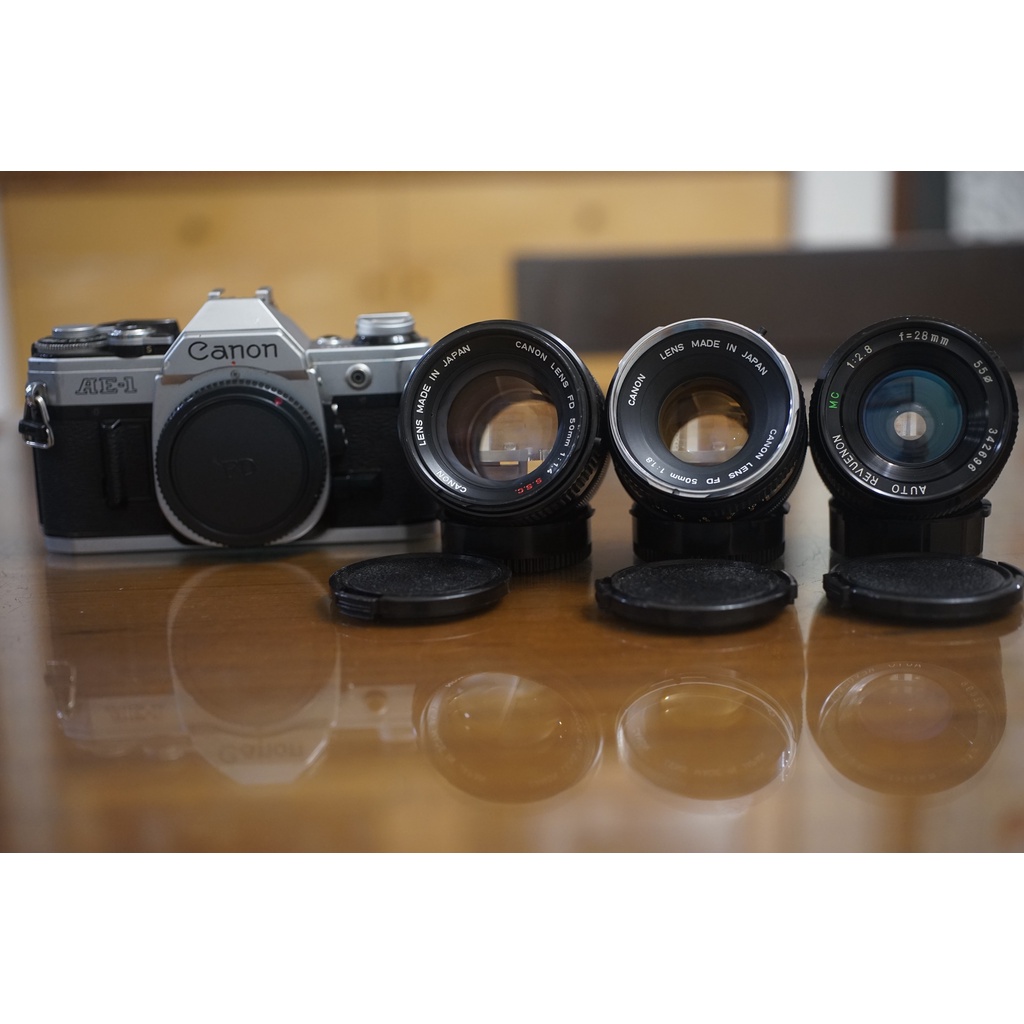 【售】Canon AE-1單眼底片機加購FD 50mm F1.4 SSC  F1.8 28mm F2.8 A-1, F1