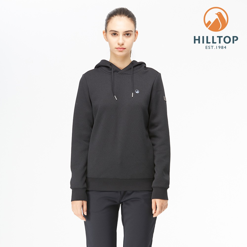 【Hilltop山頂鳥】女款 POLYGIENE 抗菌連帽保暖刷毛上衣 H51FJ7-黑