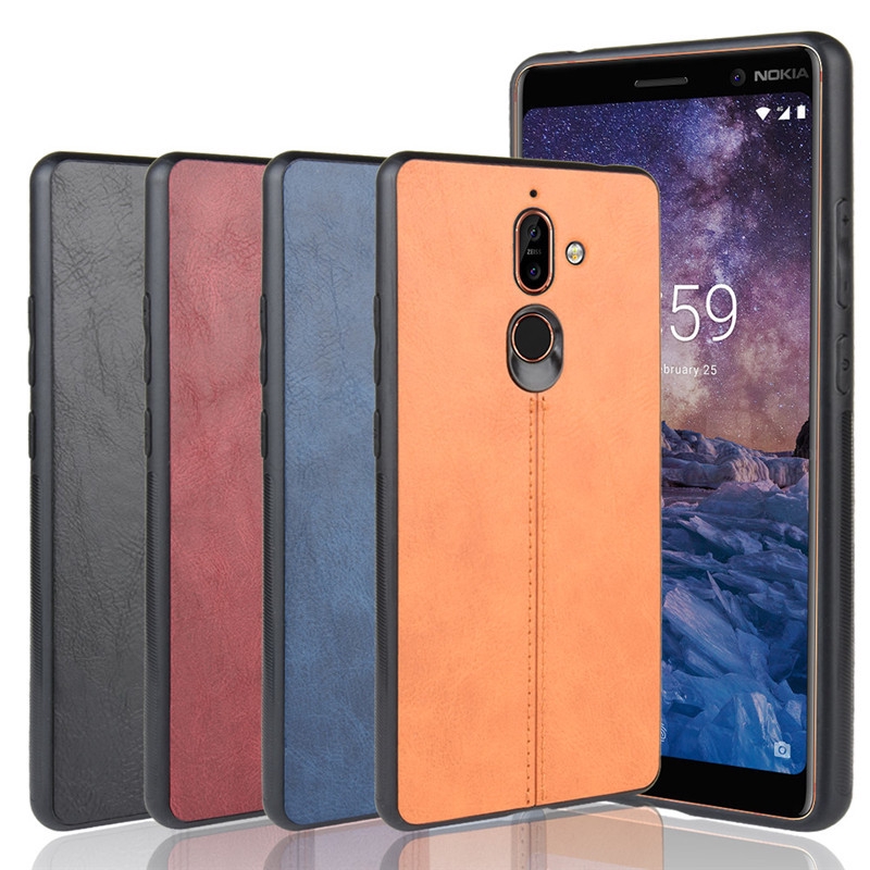 Nokia 7 Plus手機殼諾基亞7plus手機套小牛紋防摔保護殼車線 蝦皮購物