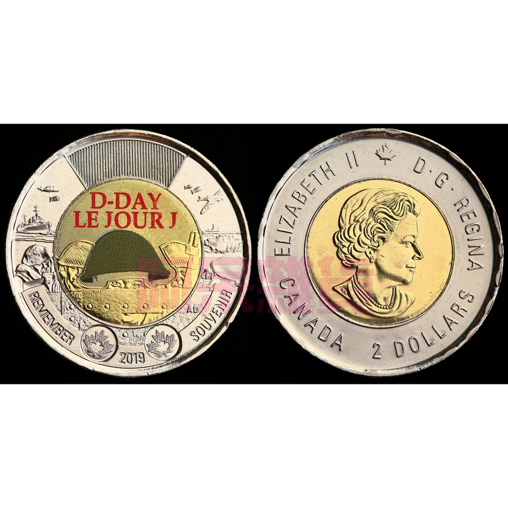 阿呆雜貨 現貨全新 附保護殼 諾曼第登陸 加拿大 2019年 紀念幣 D-Day 戰爭 大君主行動 戰役 非現行流通貨幣