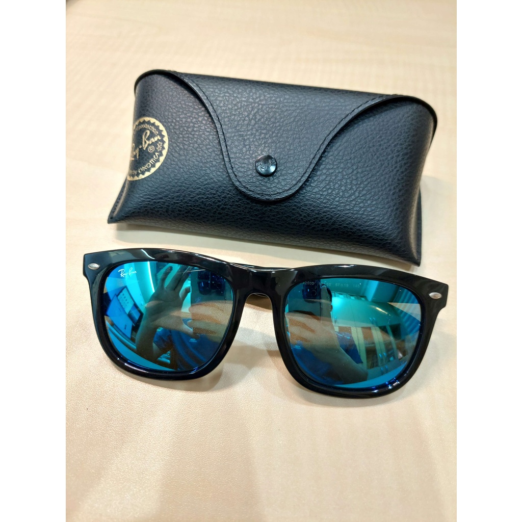 【RayBan 雷朋】RAY BAN 雷朋 亞洲版舒適高鼻翼 時尚大鏡面太陽眼鏡 RB4260D 黑框藍水銀鏡面