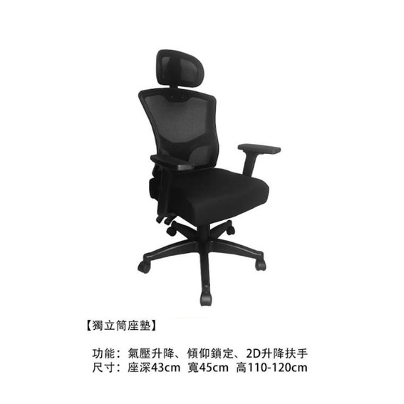 MIT 網背款 高背電腦椅【JJY-39】獨立筒坐墊  辦公椅 書桌椅 2D升降扶手 人體工學椅