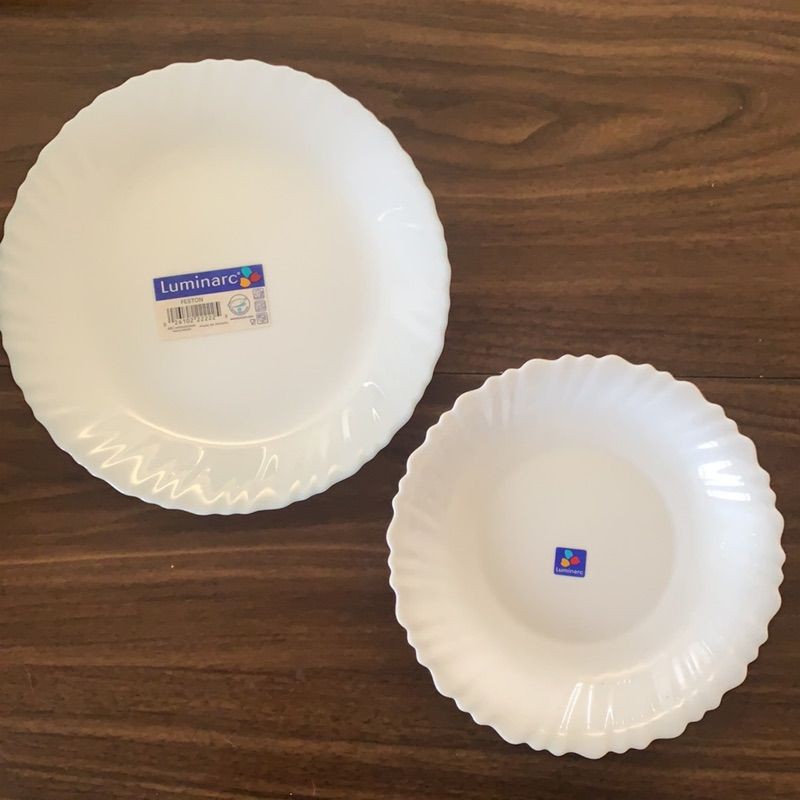 法國Luminarc樂美雅2件強化餐具/21cm+25cm盤子 多功能料理盤 瓷盤 西餐盤 點心盤 水果盤