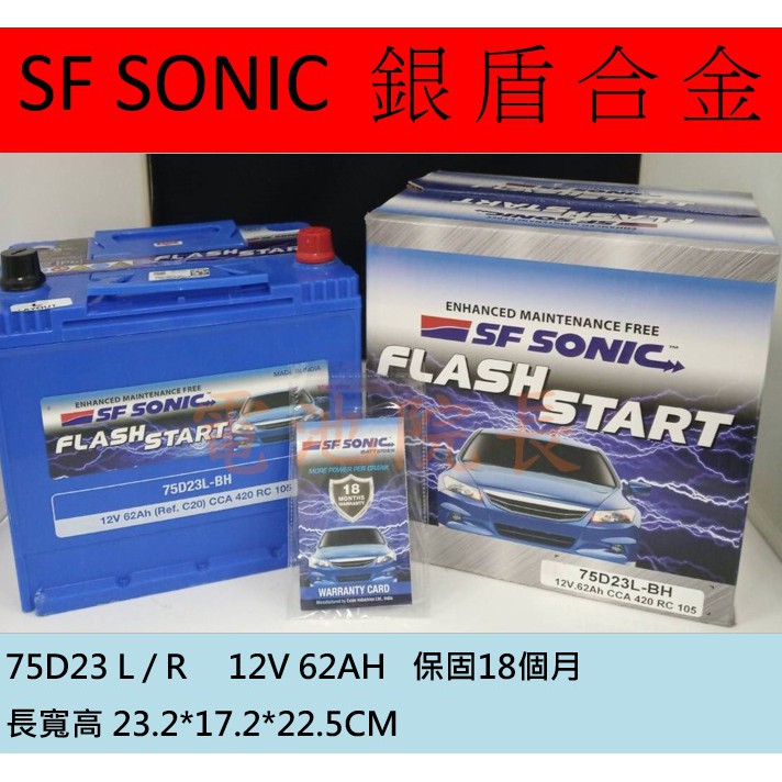 電池院長 藍霸 75D23 SF 75D23L 75D23R 保固18個月 銀盾超合金 SF SONIC 超音速