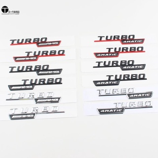 五一車品 一對側標TURBO AMG 4MATIC 適用Benz葉子板標改裝車標 適用賓士車身貼標 立體字母