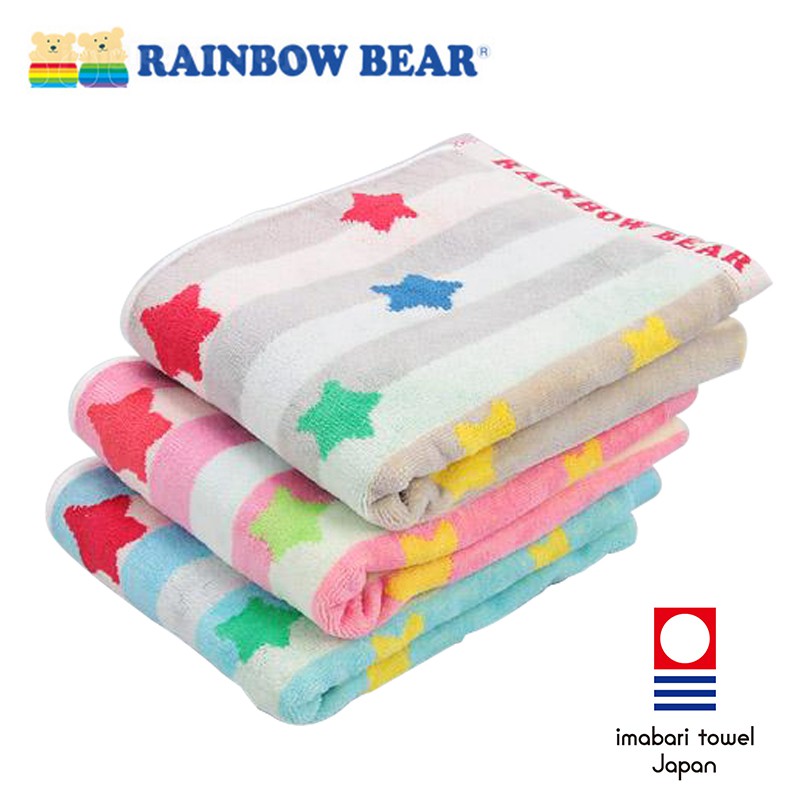【日本RAINBOW BEAR彩虹熊】星星小熊今治毛巾(藍色/粉色/灰色 3色可選) 交換禮物-丹尼先生日式雜貨舖