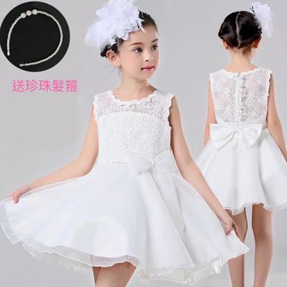 「臺灣現貨」花童禮服 女童小洋裝 花童婚紗禮服中小童蕾絲蝴蝶結公主裙 女孩澎澎裙紗裙 生日喜宴畢業禮服 鋼琴發表會小洋裝