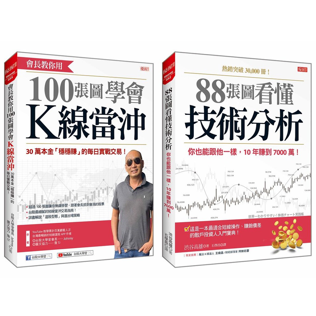 會長教你用100張圖學會K線當沖+88張圖看懂技術分析 (2冊合售)/Johnny/ 渋谷高雄 eslite誠品