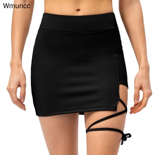 Wmuncc 新款緊身運動裙繃帶跑步休閒裙網球高爾夫健身短裙帶口袋