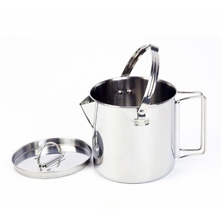 戶外不繡鋼燒水壺1.2L 登山野營茶壺 便攜吊鍋炊具 咖啡壺野餐鍋