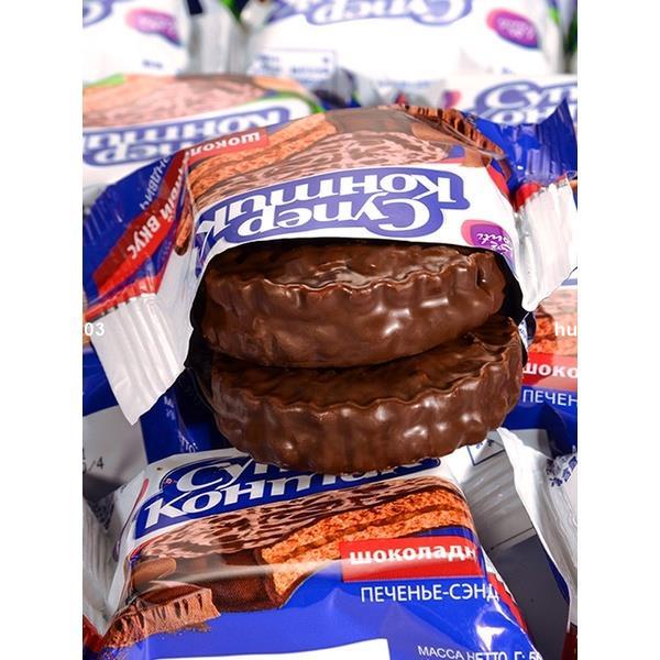 下殺價 免運💓俄羅斯三明治巧克力夾心餅乾KONTI網紅進口好吃爆款小零食500g603