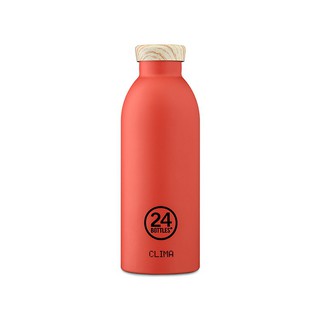 義大利 24Bottles 不鏽鋼雙層保溫瓶 500ml - 珊瑚紅(木紋蓋)(O)