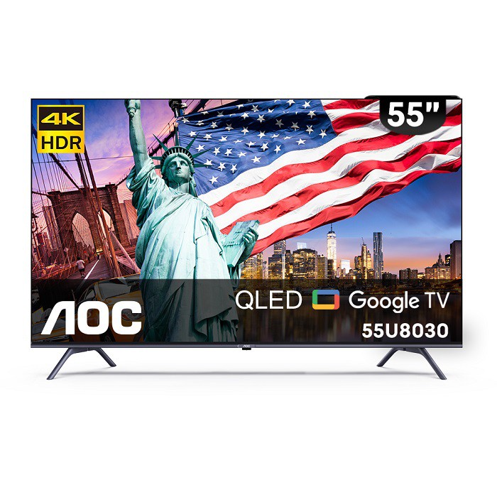 AOC 55吋 4K QLED Google TV 智慧液晶顯示器 無安裝/含基本安裝 55U8030 大型配送