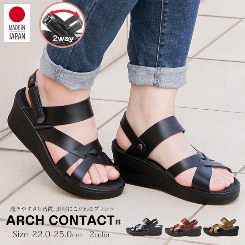 日本製 ARCH CONTACT 6cm #93401 2way 厚底高跟 女涼鞋