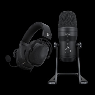 【 FANTECH x FIFINE 耳麥聯名組合 】K690多指向設定電容式麥克風+MH90旗艦級電競耳罩式耳麥