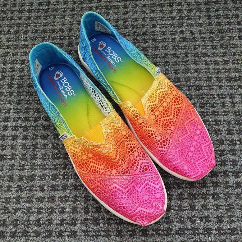 Skechers BOBS全新 漸層 彩虹 彩色 蕾絲 平底鞋 記憶鞋墊 女鞋 大尺碼 11
