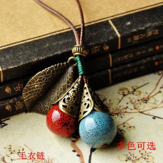♥洋裝搭配-陶瓷項鍊♥ 原創手工陶瓷裝飾品項鍊女百搭陶瓷毛衣鏈長款民族風配飾掛件