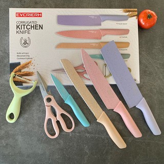網紅彩色六件套刀具 廚房刀具用品 彩色刀具組