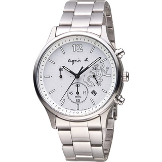 agnes b. 法式浪漫計時腕錶-銀/39mm V175-0DP0S(BU8010P1)