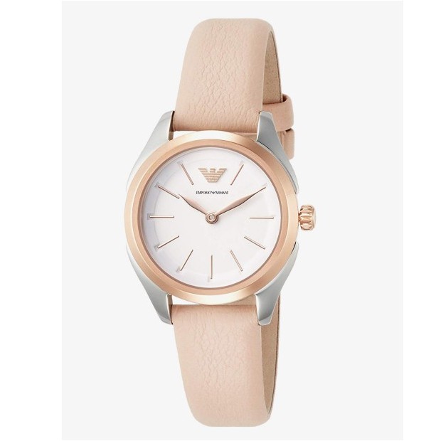 EMPORIO ARMANI 女錶 手錶 28mm 粉膚色真皮錶帶 女錶 手錶 腕錶 AR11031 (現貨)