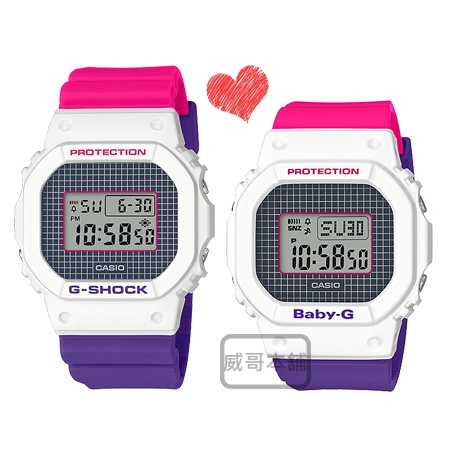 【威哥本舖】Casio原廠貨 G-Shock &amp; Baby-G DW-5600THB-7 聖誕節粉紫情侶對錶