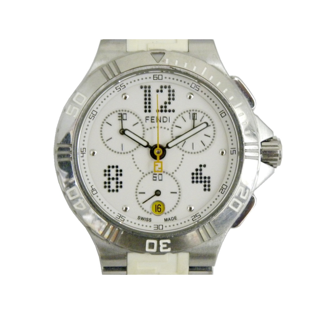 [專業模型] 三眼錶 [FENDI 4800M594] 芬迪 三眼石英錶[白色面+日期]中性/潮/軍錶