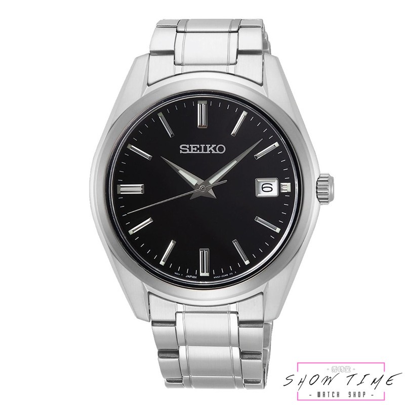 SEIKO 精工 都會男士簡約斯文日期顯示腕錶 ( 小GS )-鋼帶/黑面銀 SUR311P1 [ 秀時堂 ]