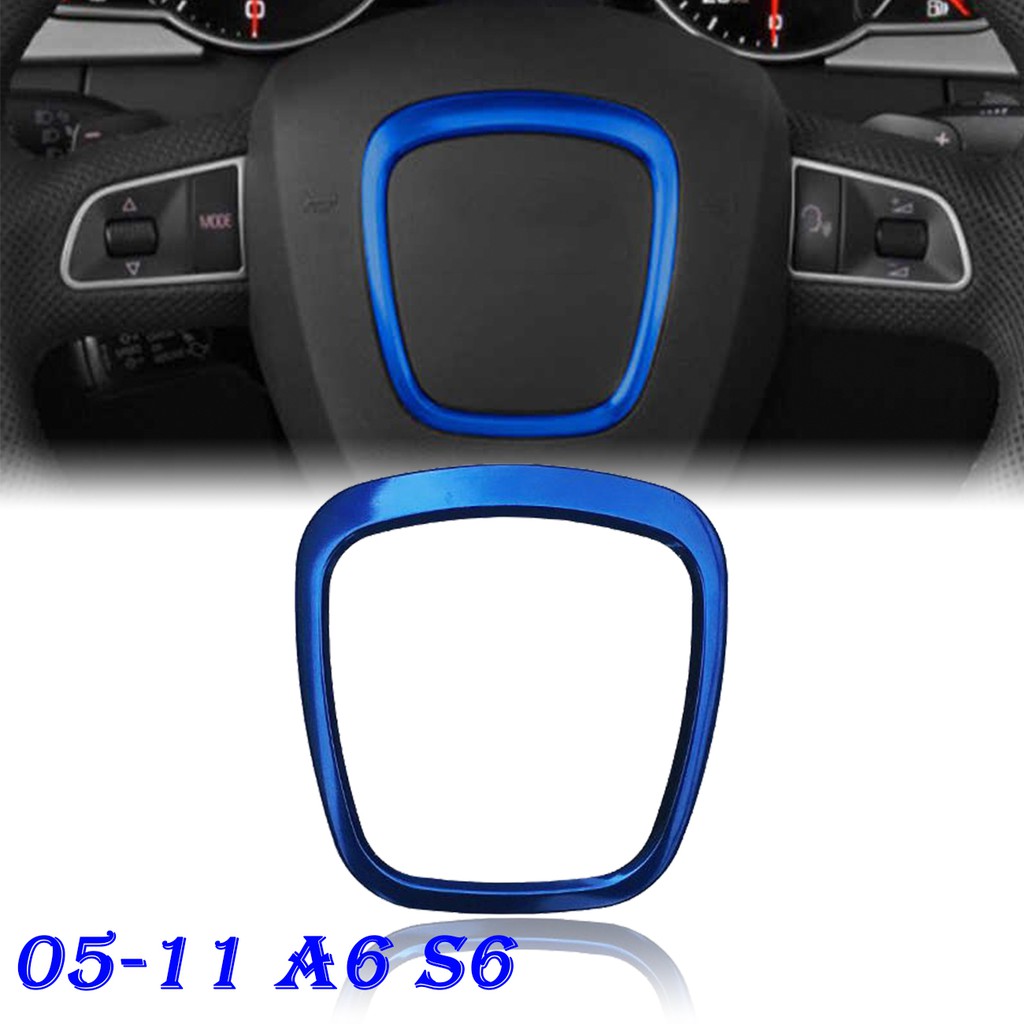一組 藍色 方向盤裝飾圈 鋁合金 裝飾蓋 汽車內飾貼 適用 05-11 A6 S6