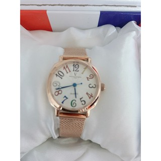 Valentino Coupeau范倫鐵諾典雅玫瑰金數字米蘭網狀帶女用手錶