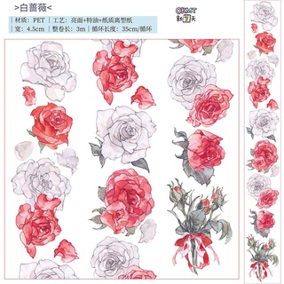 Kate S 全新整卷 新七天28款花卉亮面pet膠帶盛放瑤芳鳶尾鬱金香虞美人玫瑰花香百合薔薇 蝦皮購物