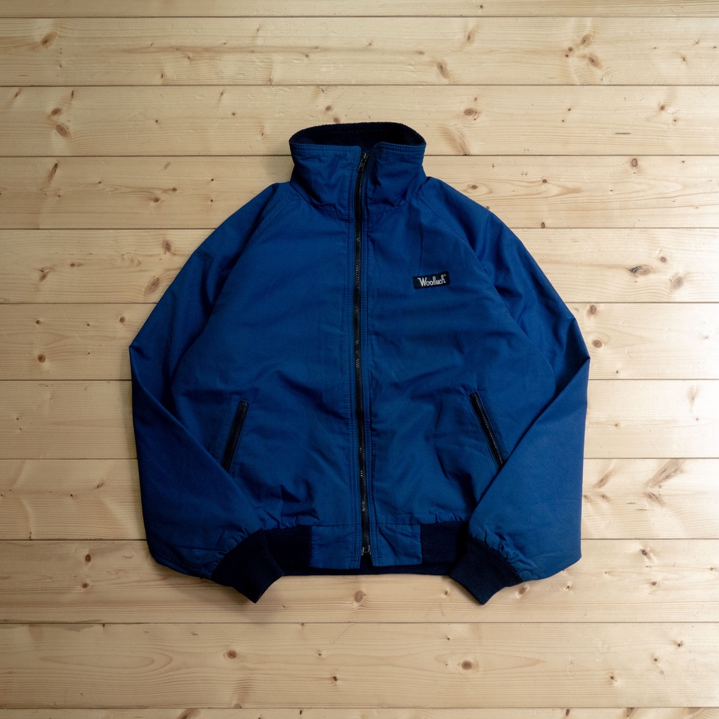 《白木11》 🇺🇸 80s Woolrich warm-up jacket 美國製 寶藍 刷毛 防風 高領 夾克 外套