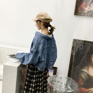 👗👗 正韓上衣 春季新款 韓版學生 bf原宿 寬鬆 怪味少女 牛仔衣 長袖 單排釦 短夾克 正韓外套 牛仔外