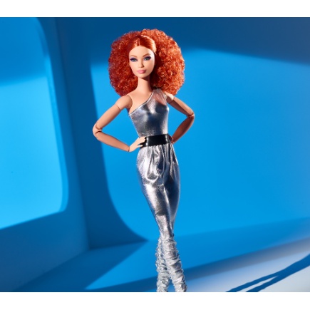 MATTEL- 芭比收藏娃娃 Barbie-芭比可動關節紅髮娃娃 (內含紅髮銀色連衣褲收藏芭比)