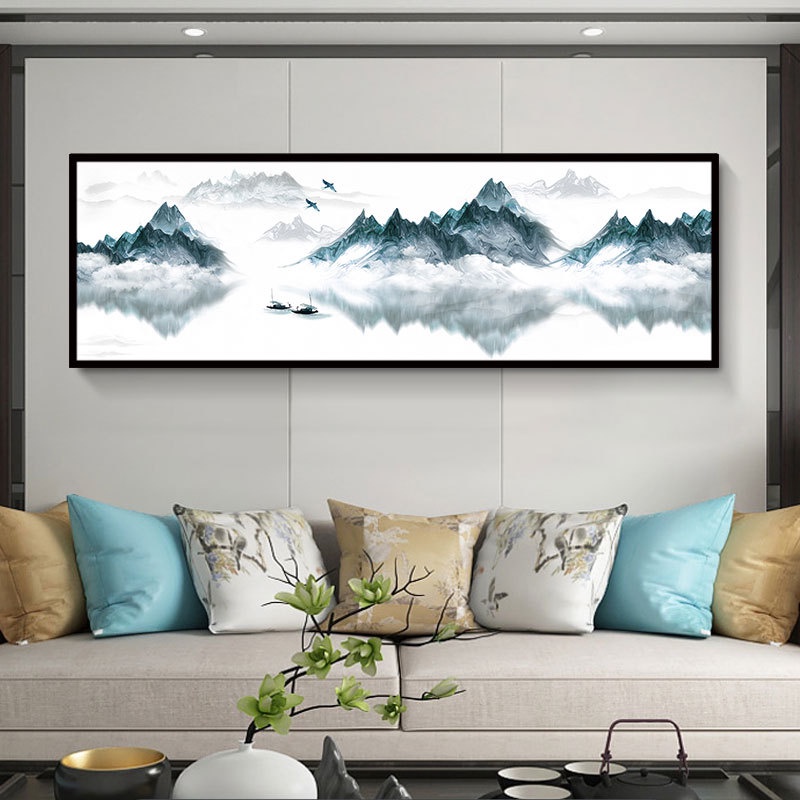 中式水墨禪意抽象山水風景畫裝飾