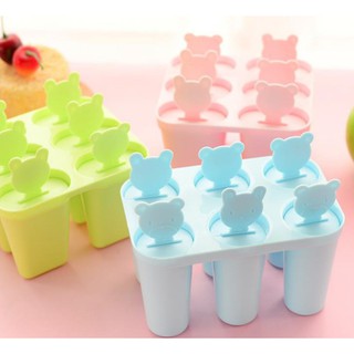 【小熊DIY冰棒模具】💦夏日必備💦 !!隨機出貨!! 矽膠製冰盒 6格8格雪糕模具 卡通冰棒模具