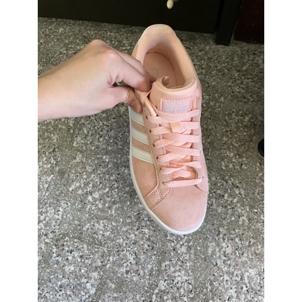 ADIDAS CF ADVANTAGE 愛迪達 休閒鞋 粉色板鞋 麂皮 B42125 24.5公分