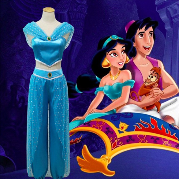 台中現貨【3件式】阿拉丁神燈 茉莉公主 成人 服裝 cosplay 萬聖節變裝 迪士尼茉莉公主洋裝 阿拉丁 裝扮遊戲