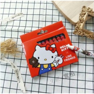 正版授權 三麗鷗 HELLO KITTY 凱蒂貓 熊大 兔兔 12色學童蠟筆 兒童蠟筆 繪畫蠟筆 畫畫蠟筆