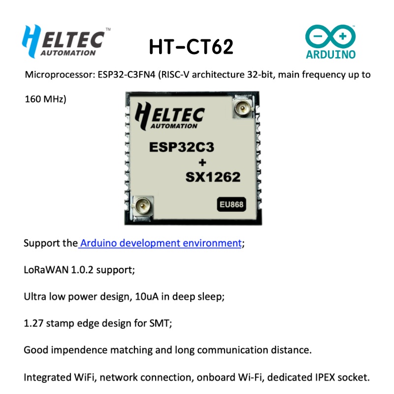 HT-CT62  Lorawan 通訊模組 Arduino相容