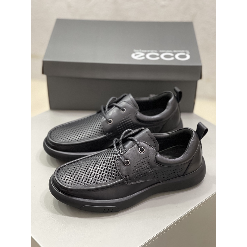 新款ECCO新款打孔透氣鞋軟底舒適休閒男鞋頭層牛皮38-44（全球鞋倉）