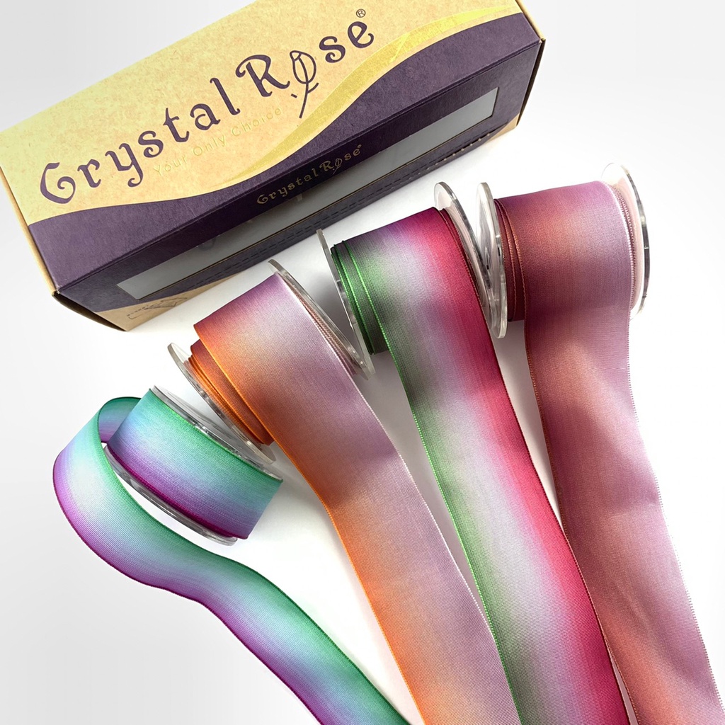 【Crystal Rose緞帶】DIY手折玫瑰/紫光炫影 緞帶組合/4入 >>送燙金收納禮盒