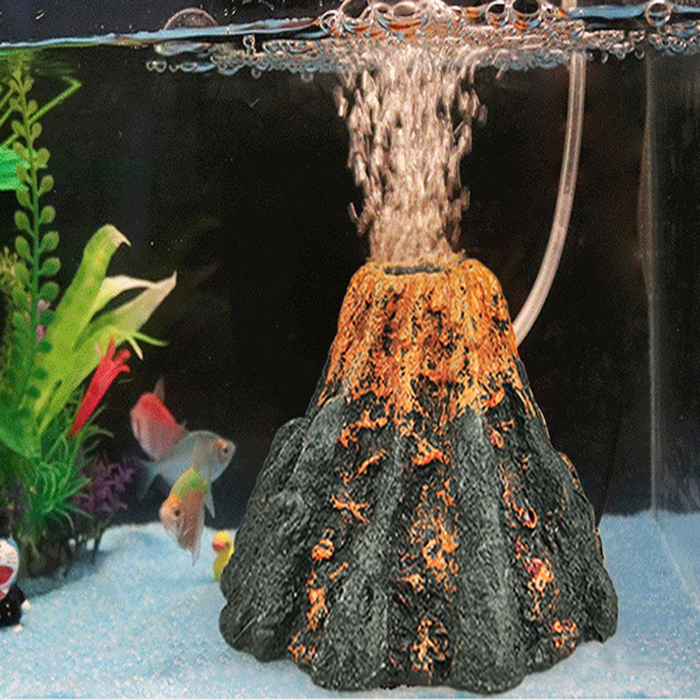 水族裝飾魚缸造景火山造型魚缸設置假山擺件氧氣泵泡泡石玩具氧氣石