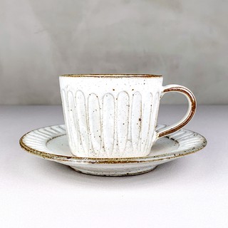 美濃燒 粉引 咖啡杯組 杯盤組 日本陶瓷 陶杯 陶盤 福介商店