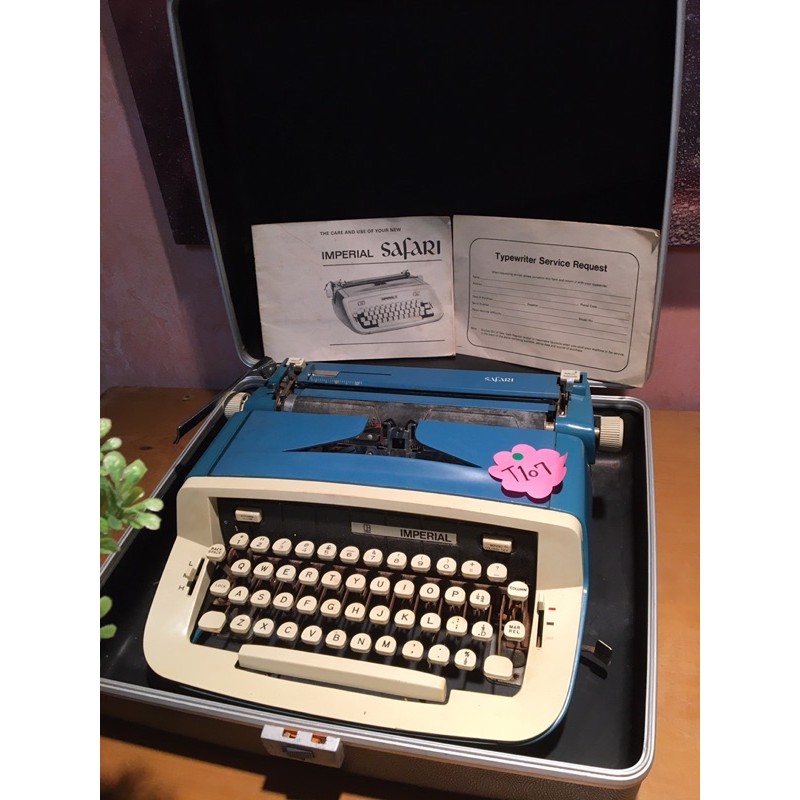 T107稀有土耳其藍古董打字機 金屬材質、僅擺設用 #古董#收藏#打字機#土耳其藍