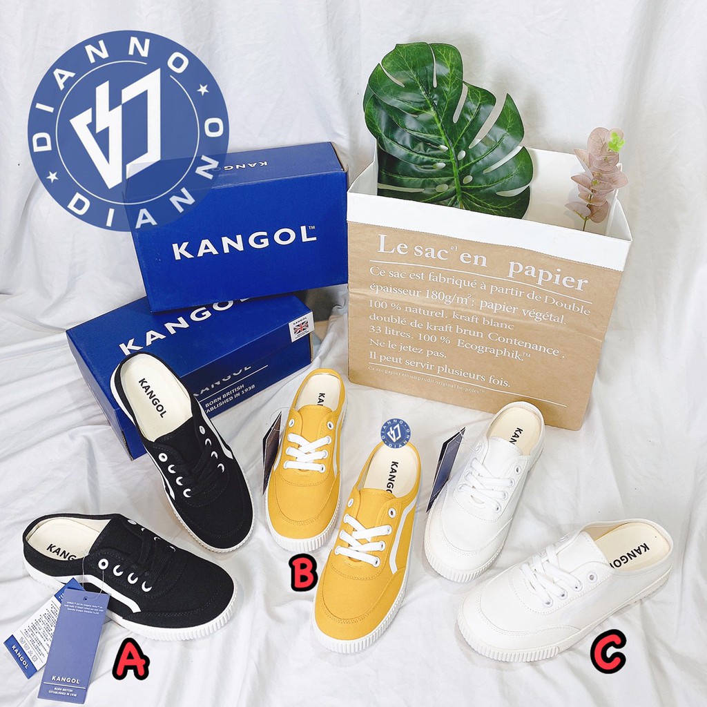 帝安諾-實體店面 英國 KANGOL 袋鼠 帆布鞋 懶人鞋 休閒鞋 小白鞋 舒適軟底 黑 白 黃 6022200320