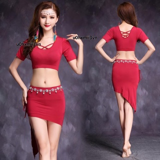 🔥熱賣🔥肚皮舞服練功服女性感服裝表演莫代爾短裙子套裝夏練習服 AAJL